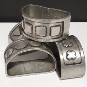 Aitkens Pewter Napkin Rings Vintage Geometric Tableware